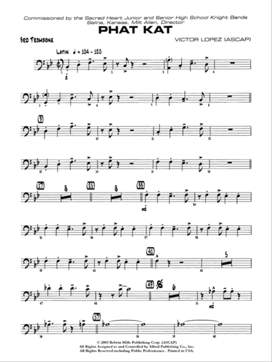 Phat Kat: 3rd Trombone Jazz Ensemble scores gallery preview page 1