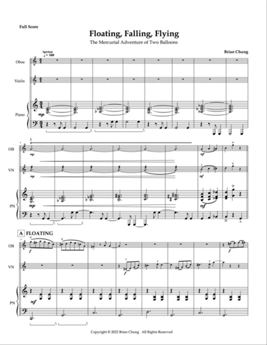 Floating, Falling, Flying (original version for Oboe, Violin and Piano) Oboe scores gallery preview page 2