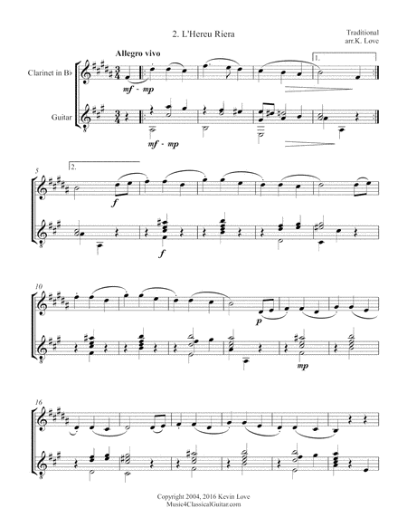 Three Catalan Folk Songs (Clarinet and Guitar) - Score and Parts image number null