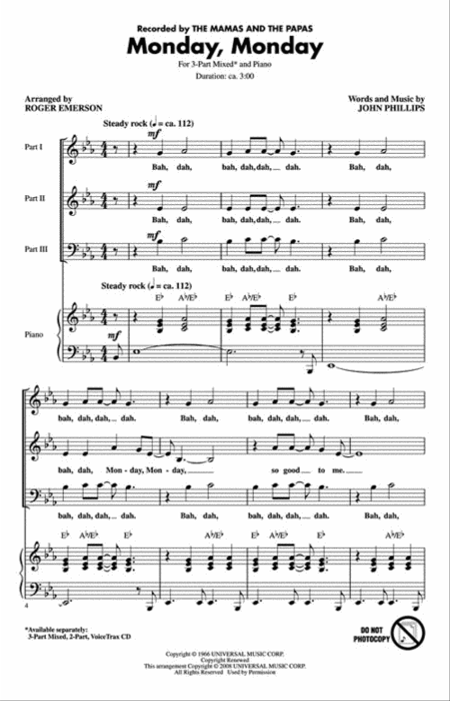 Monday, Monday Choir scores gallery preview page 2