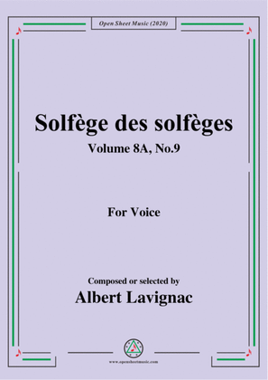 Book cover for Lavignac-Solfège des solfèges,Volume 8A,No.9,for Voice