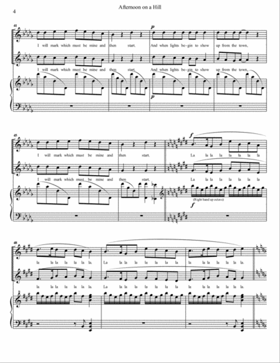 Afternoon on a Hill SSA scores gallery preview page 4