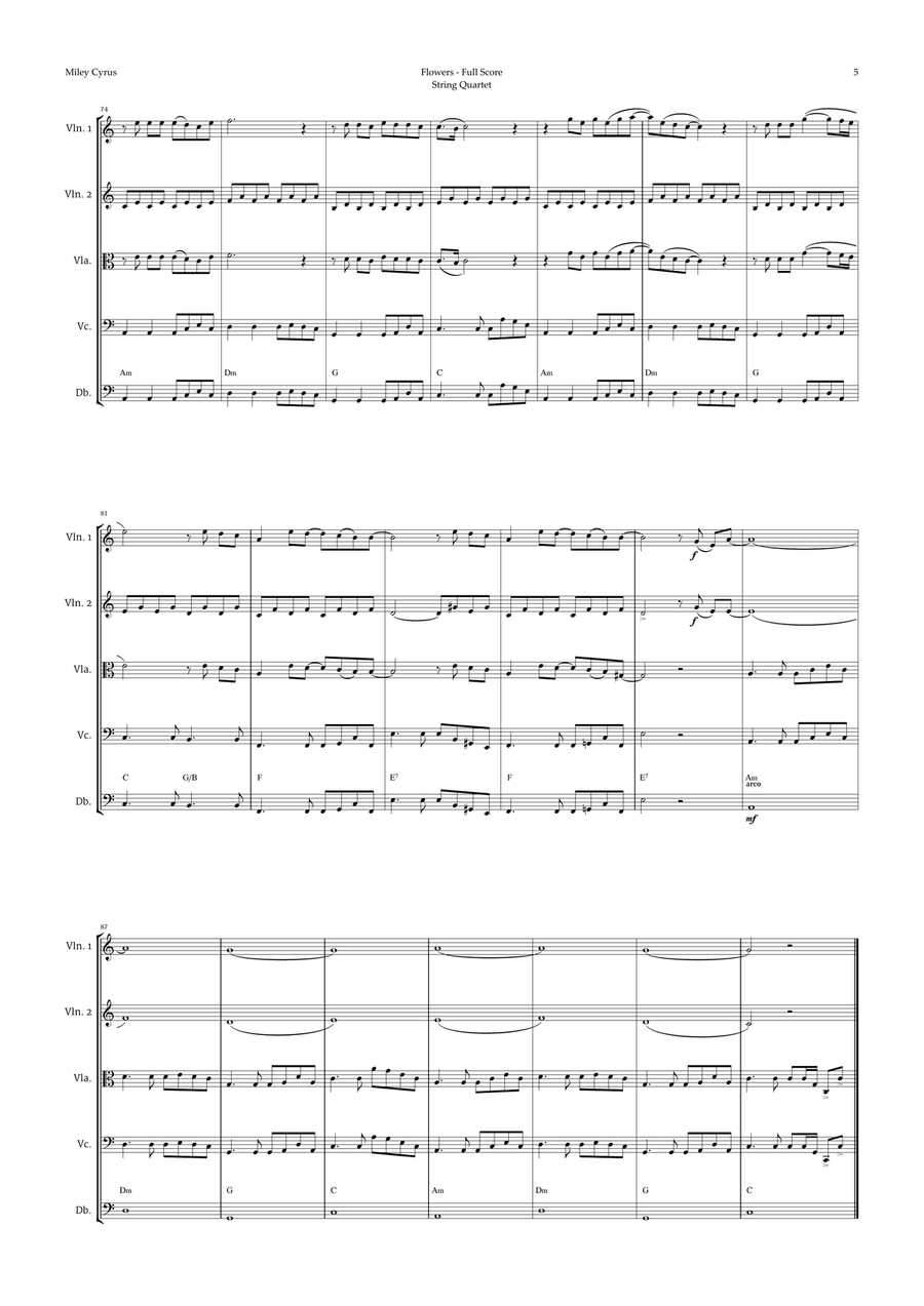 Flowers String Quintet scores gallery preview page 5