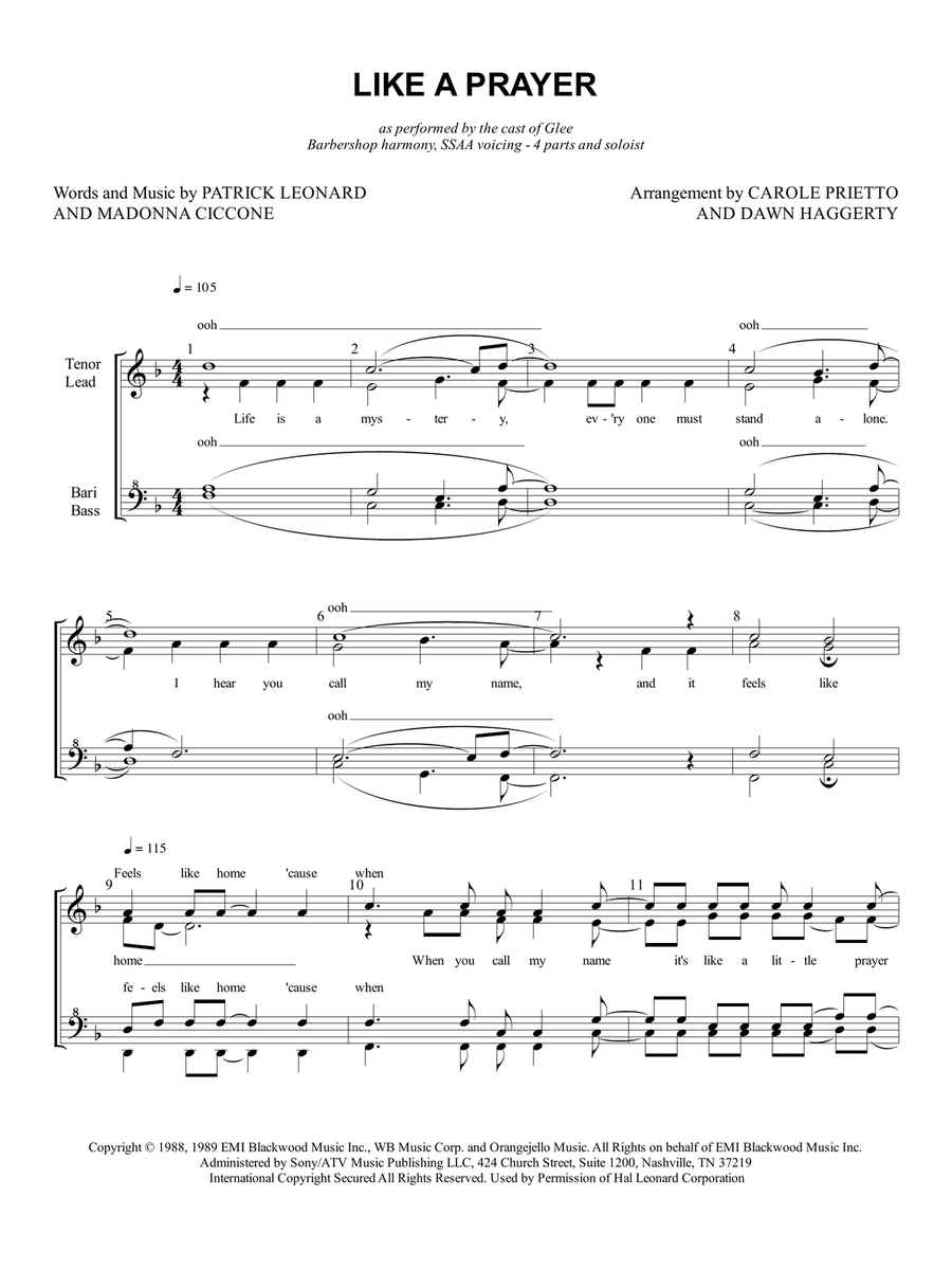 Like A Prayer Like A Prayer SSAA scores gallery preview page 1