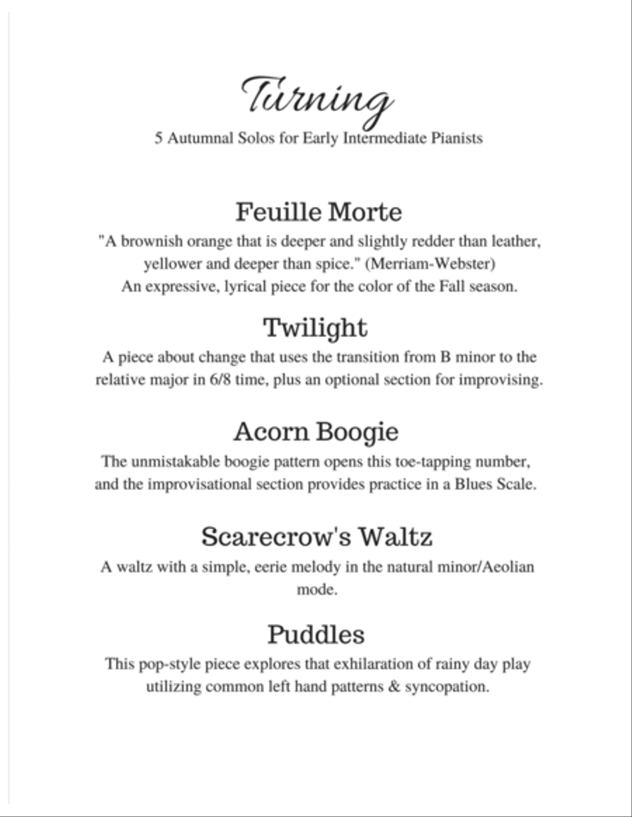 Turning - Autumnal Piano Solos Piano Method scores gallery preview page 2