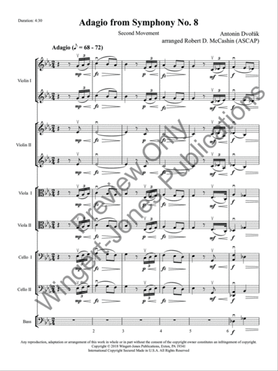 Adagio from Symphony No. 8 (Score) String Orchestra scores gallery preview page 4