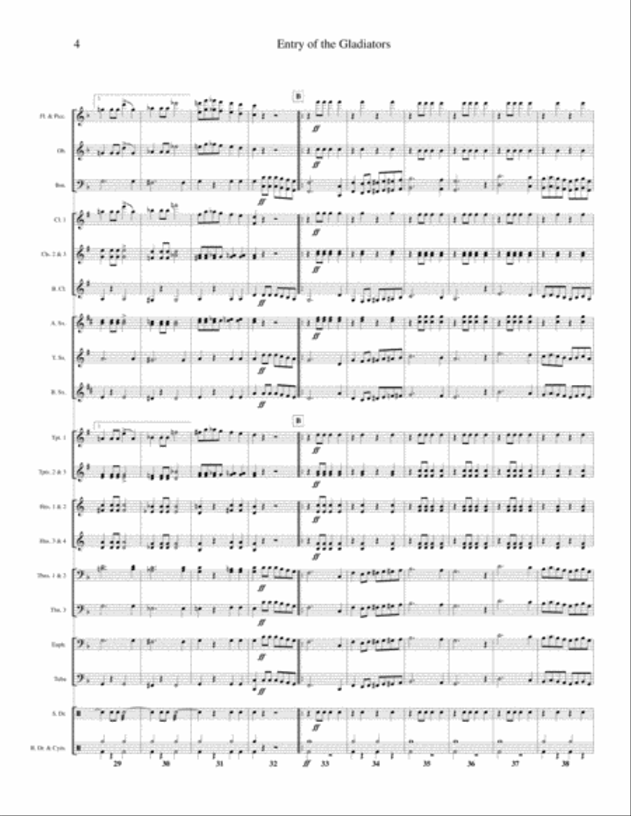 Julius Fucik - Entry of the Gladiators (Thunder and Blazes) for Wind Band Concert Band scores gallery preview page 4