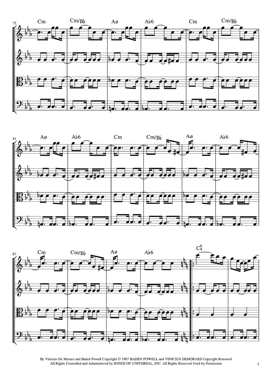 Canto De Ossanha String Quartet scores gallery preview page 6