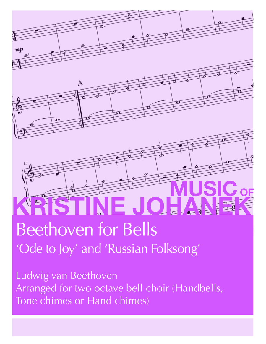 Beethoven for Bells (Ode to Joy & Russian Folksong) (2 Octave Handbell, Hand Chimes or Tone Chimes) 2-Octaves scores gallery preview page 1