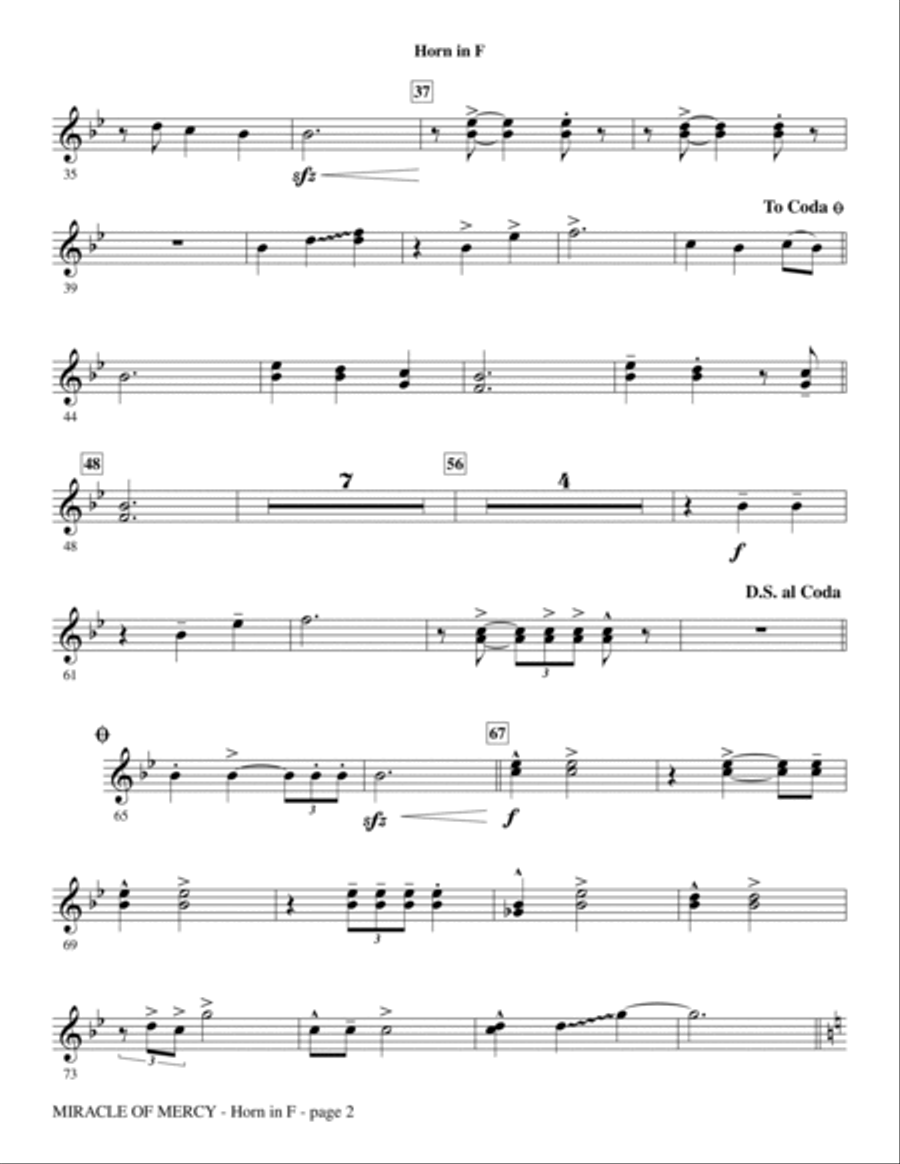 Miracle of Mercy - F Horn Choir scores gallery preview page 2