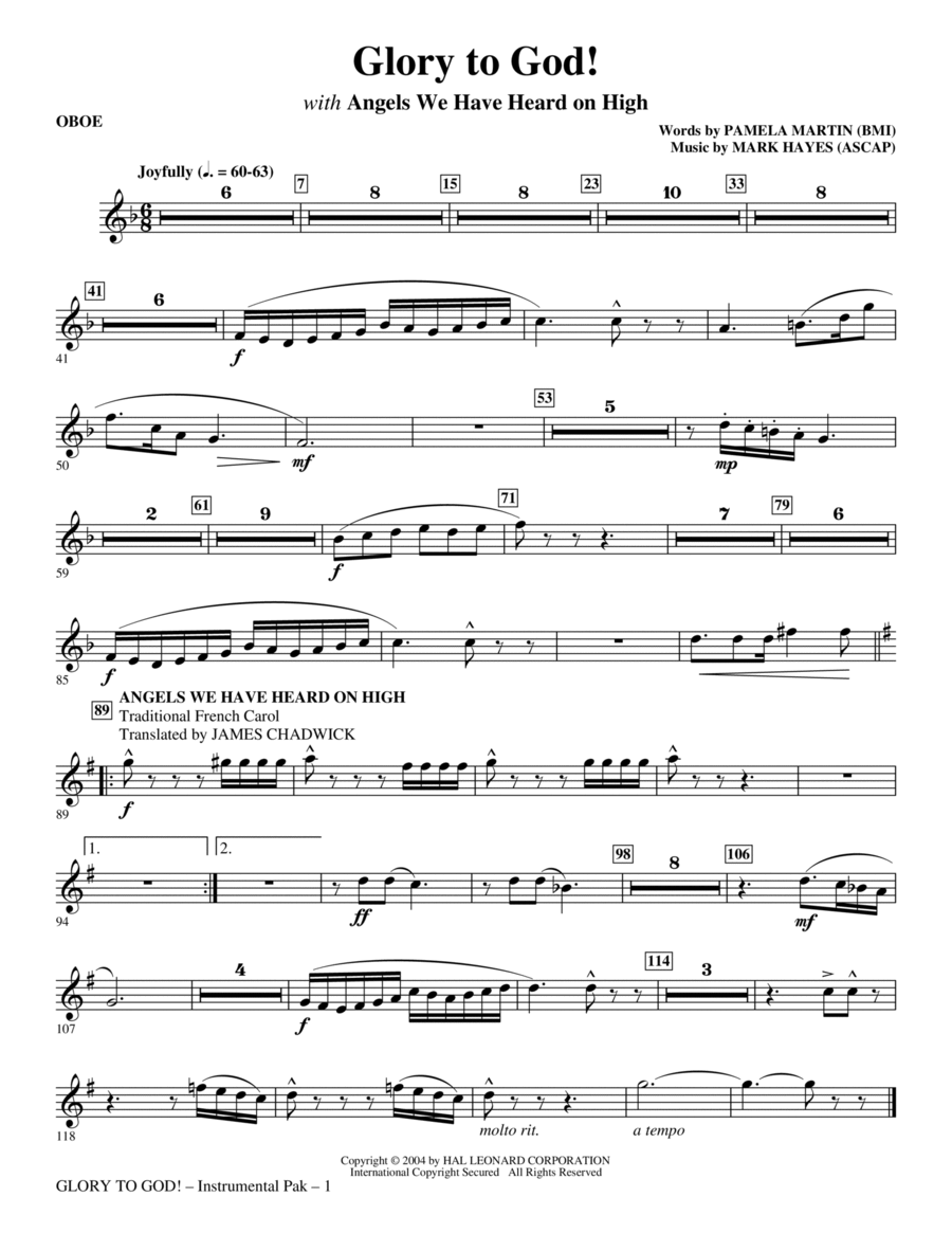 Glory to God! - Oboe Choir scores gallery preview page 1