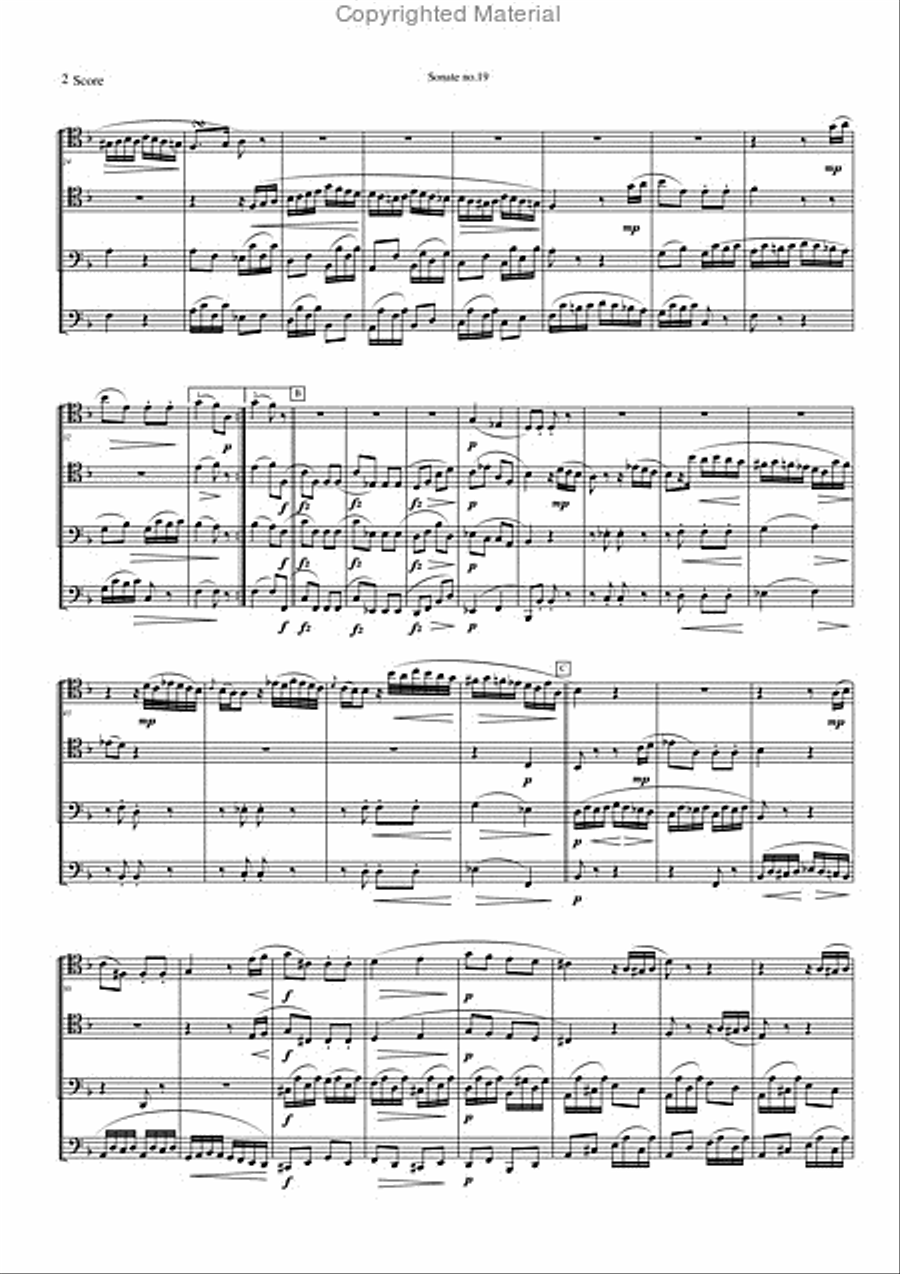 Sonate n 19 op 49 n1 Sonate n 19 op 49 n1 Trombone Quartet scores gallery preview page 3