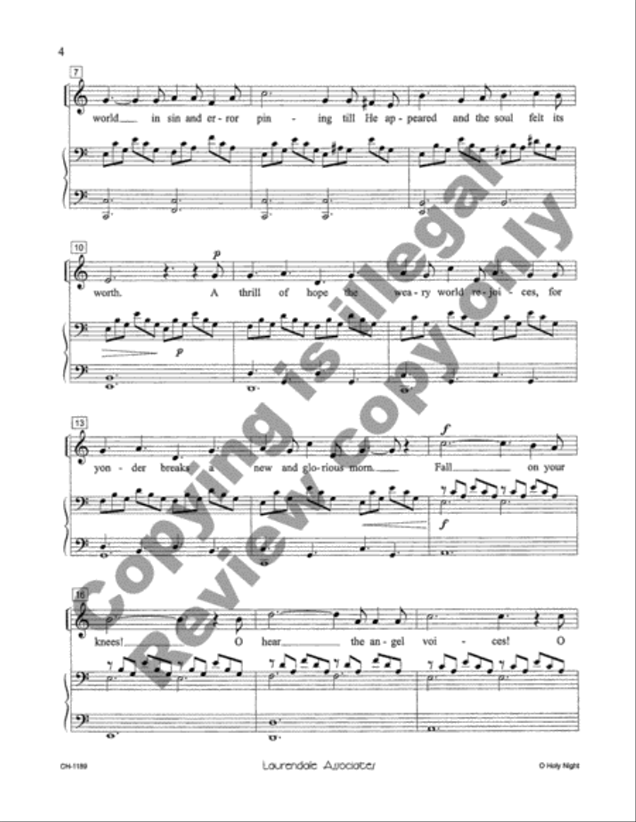 O Holy Night (Cantique de Noël) Unison Choir scores gallery preview page 4