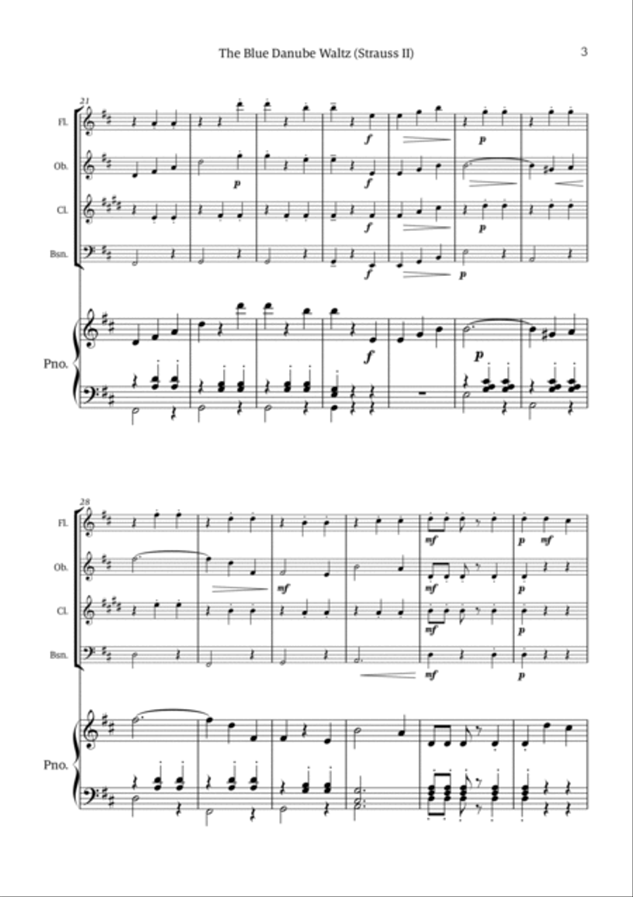 The Blue Danube Waltz Chamber Music scores gallery preview page 3
