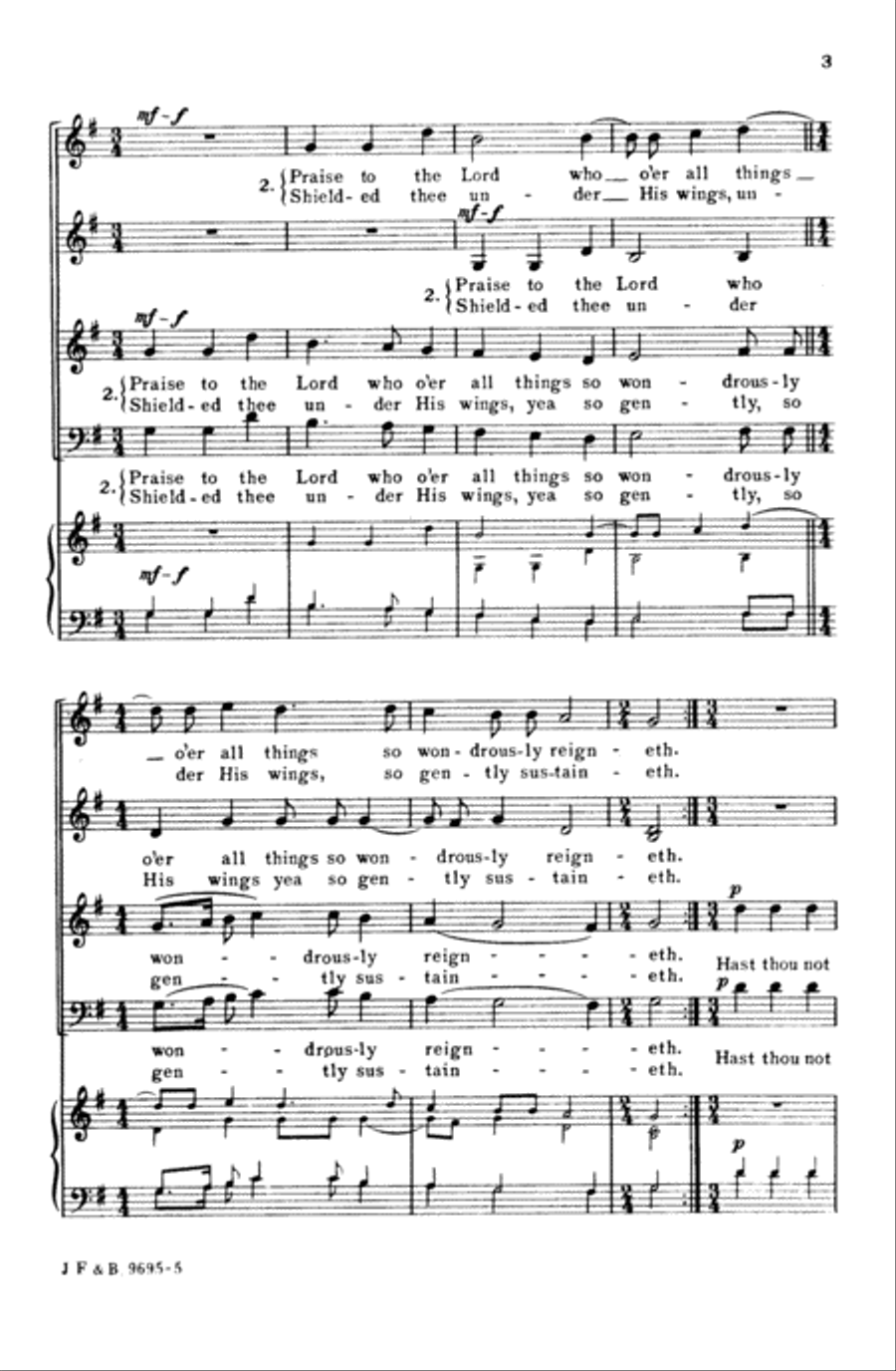 Praise to the Lord (Lobe den Herren) 4-Part scores gallery preview page 4