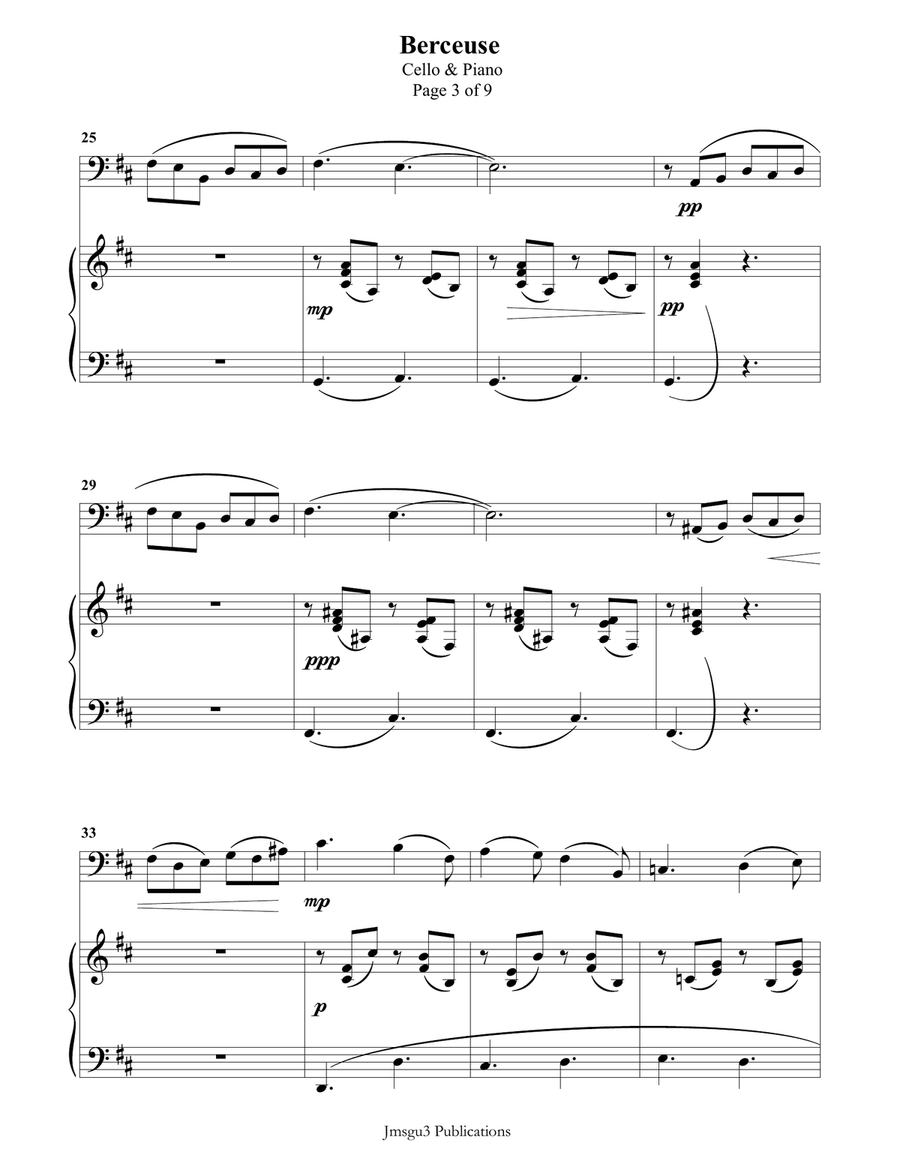 Fauré: Berceuse Op. 16 for Cello & Piano Piano scores gallery preview page 3