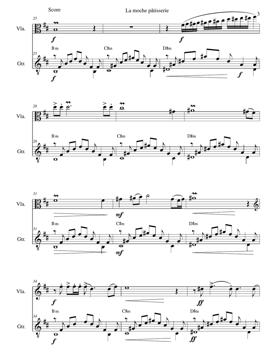 La moche pâtisserie (The tacky cake shop) for viola and guitar String Duet scores gallery preview page 3