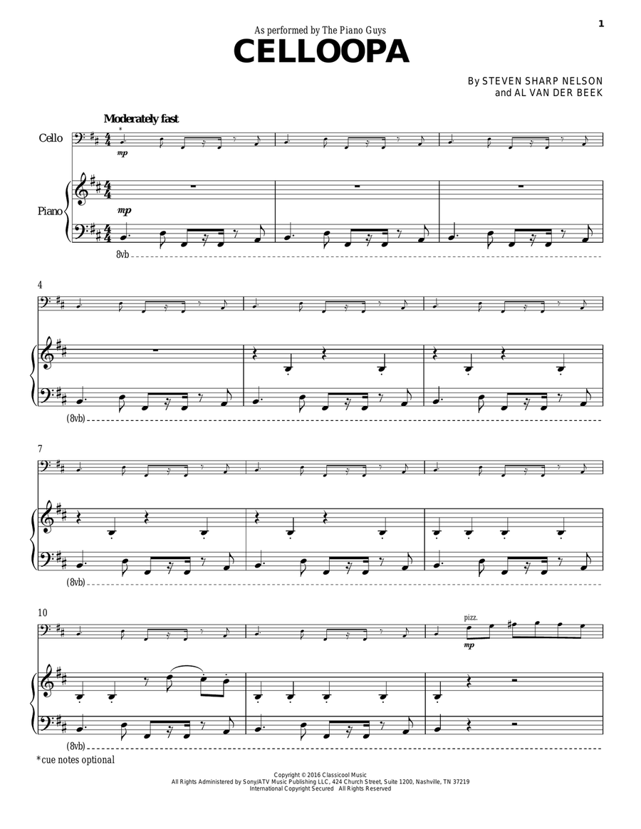 Celloopa Piano scores gallery preview page 1