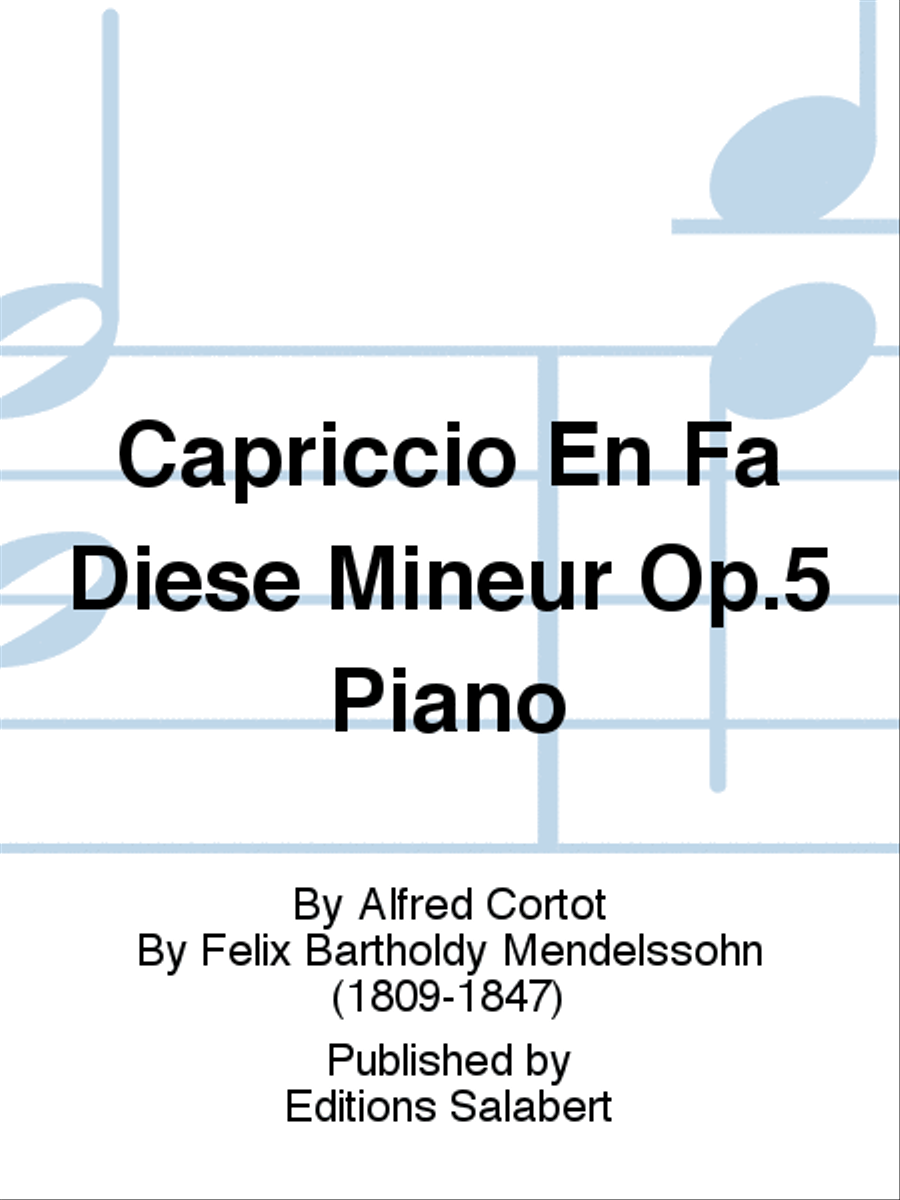 Capriccio En Fa Diese Mineur Op.5 Piano