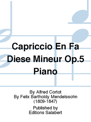 Book cover for Capriccio En Fa Diese Mineur Op.5 Piano