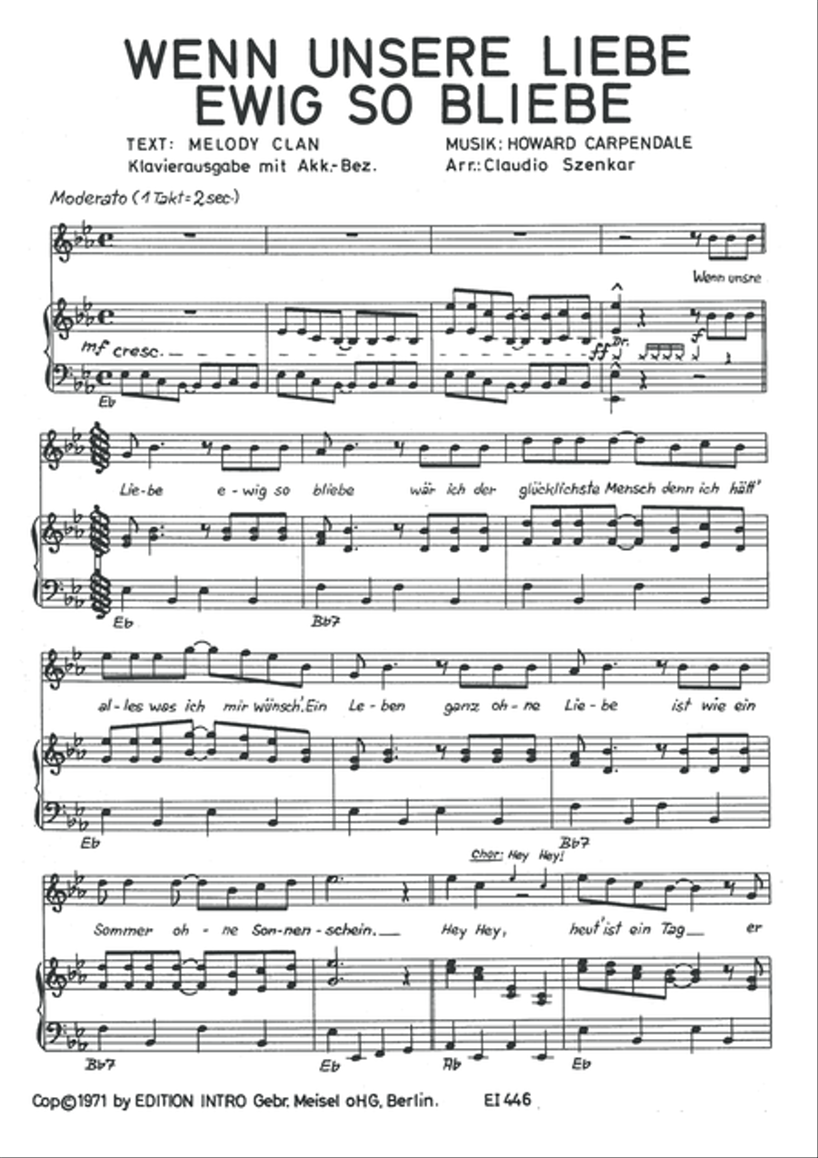 Wenn unsere Liebe ewig so bliebe Piano, Vocal scores gallery preview page 3