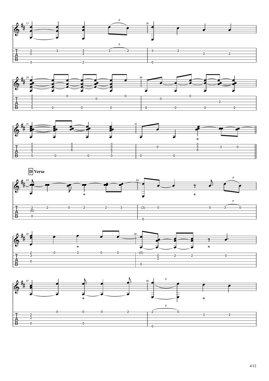 Fire And Rain Guitar Tablature scores gallery preview page 4
