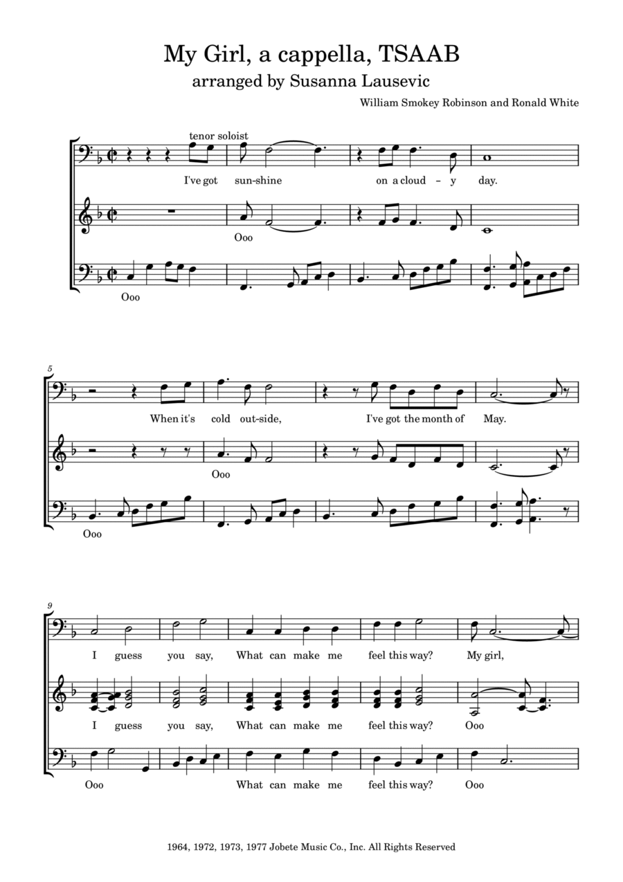 My Girl My Girl A Cappella scores gallery preview page 1