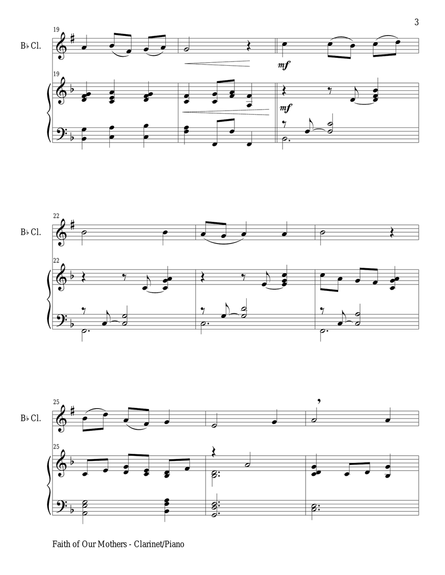 FAITH OF OUR MOTHERS (Duet – Bb Clarinet and Piano/Score and Part) Woodwind Duet scores gallery preview page 4
