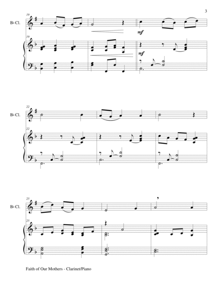 FAITH OF OUR MOTHERS (Duet – Bb Clarinet and Piano/Score and Part) image number null