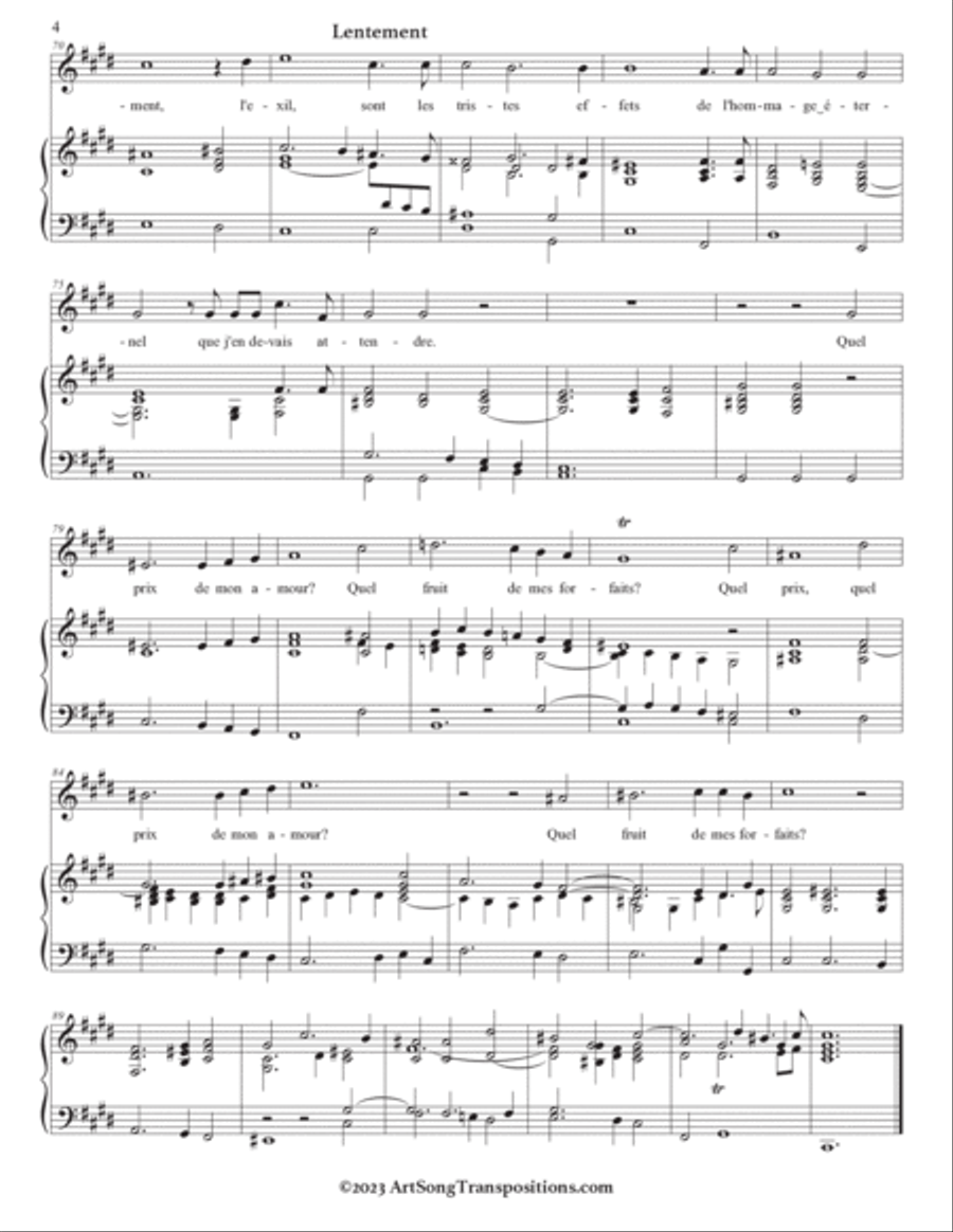 CHARPENTIER: Quel prix de mon amour (transposed to C-sharp minor and C minor) Voice scores gallery preview page 5