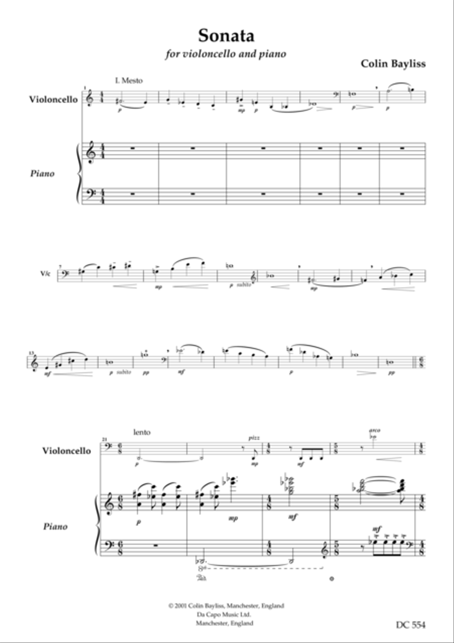 Sonata for Violoncello and Piano Piano scores gallery preview page 1