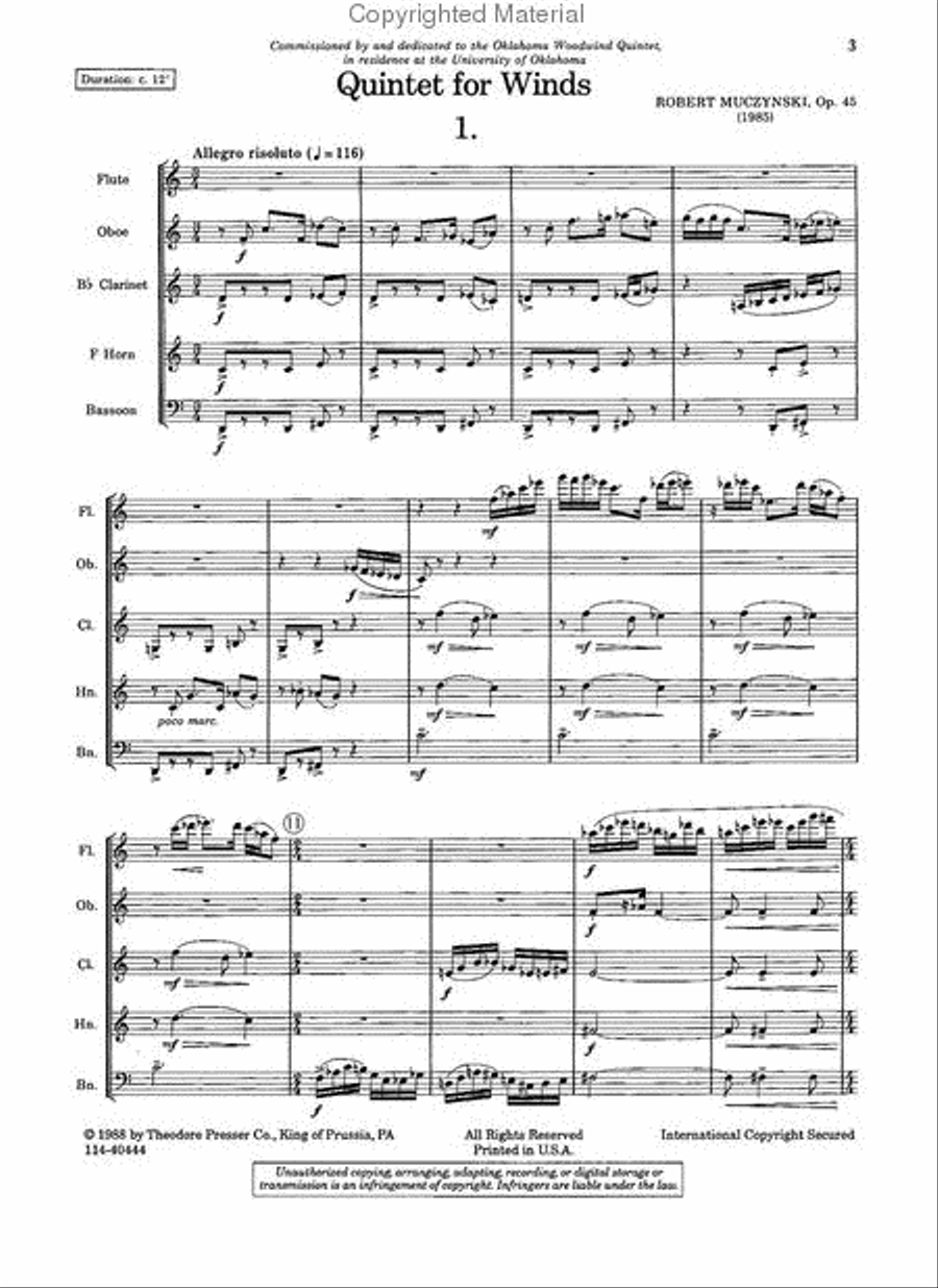 Quintet for Winds Quintet for Winds Woodwind Quintet scores gallery preview page 2