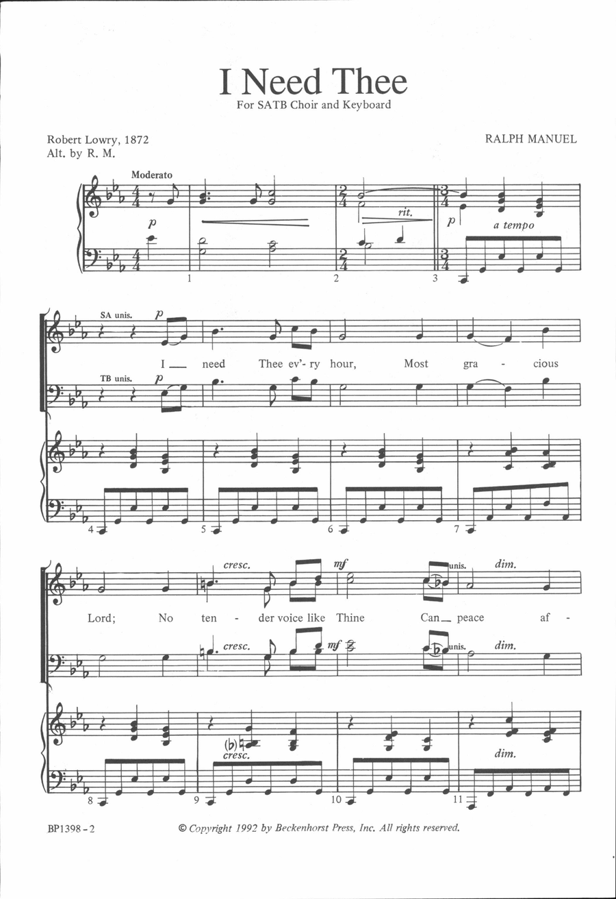 I Need Thee I Need Thee 4-Part scores gallery preview page 2