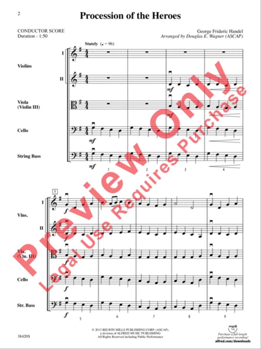 Procession of the Heroes String Orchestra scores gallery preview page 3