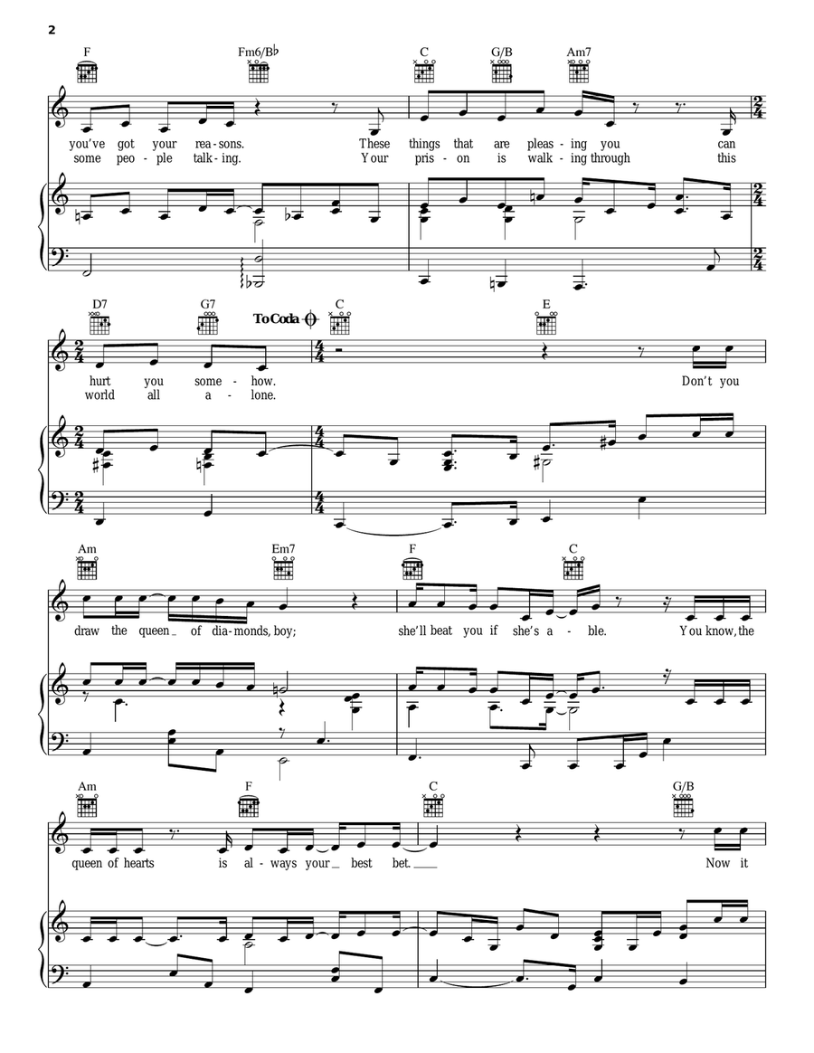 Desperado Desperado Piano, Vocal, Guitar scores gallery preview page 2