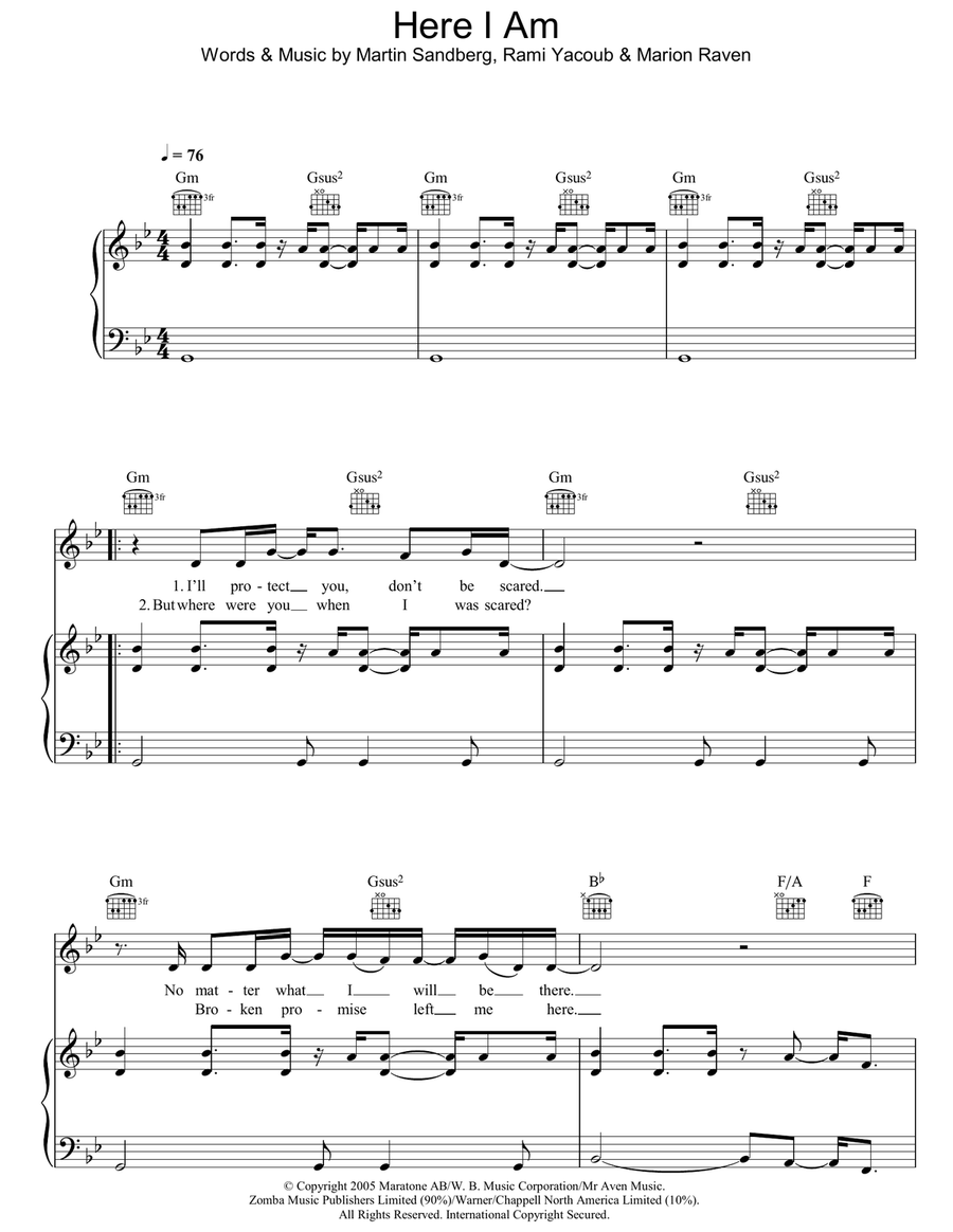 Here I Am Guitar scores gallery preview page 1
