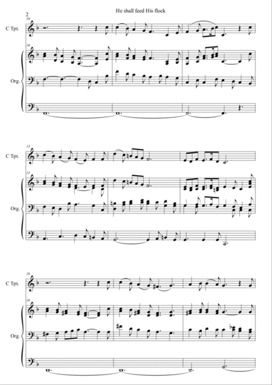 He shall feed His flock for Trumpet and Organ Trumpet Duet scores gallery preview page 3
