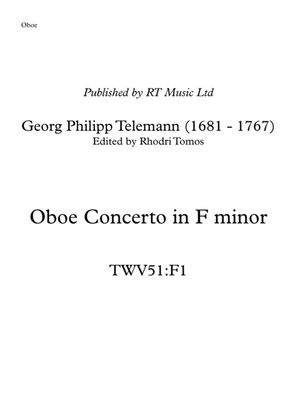 Book cover for Telemann TWV51:F1 Concerto in F minor - solo parts oboe or trumpets