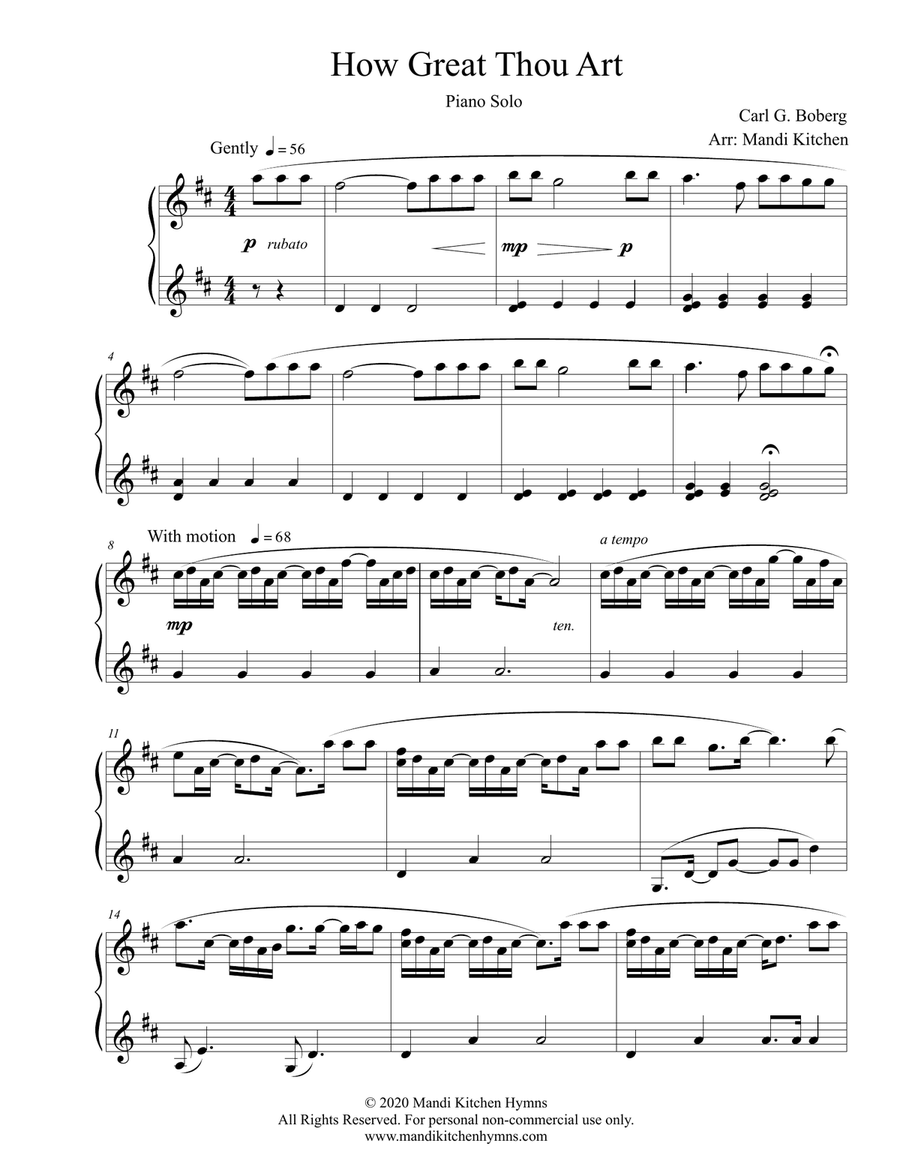 How Great Thou Art Piano Solo Piano Solo scores gallery preview page 1