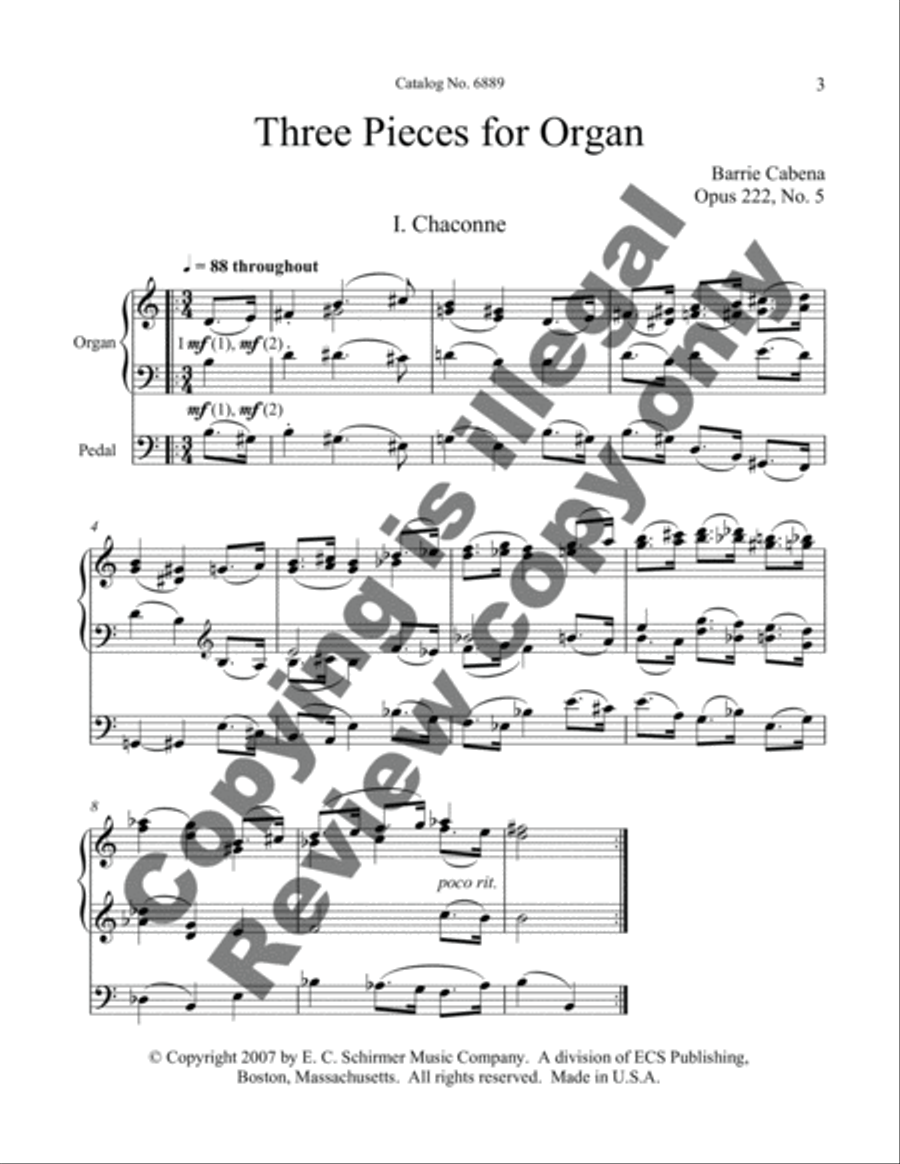 Three Pieces for Organ Organ Solo scores gallery preview page 8