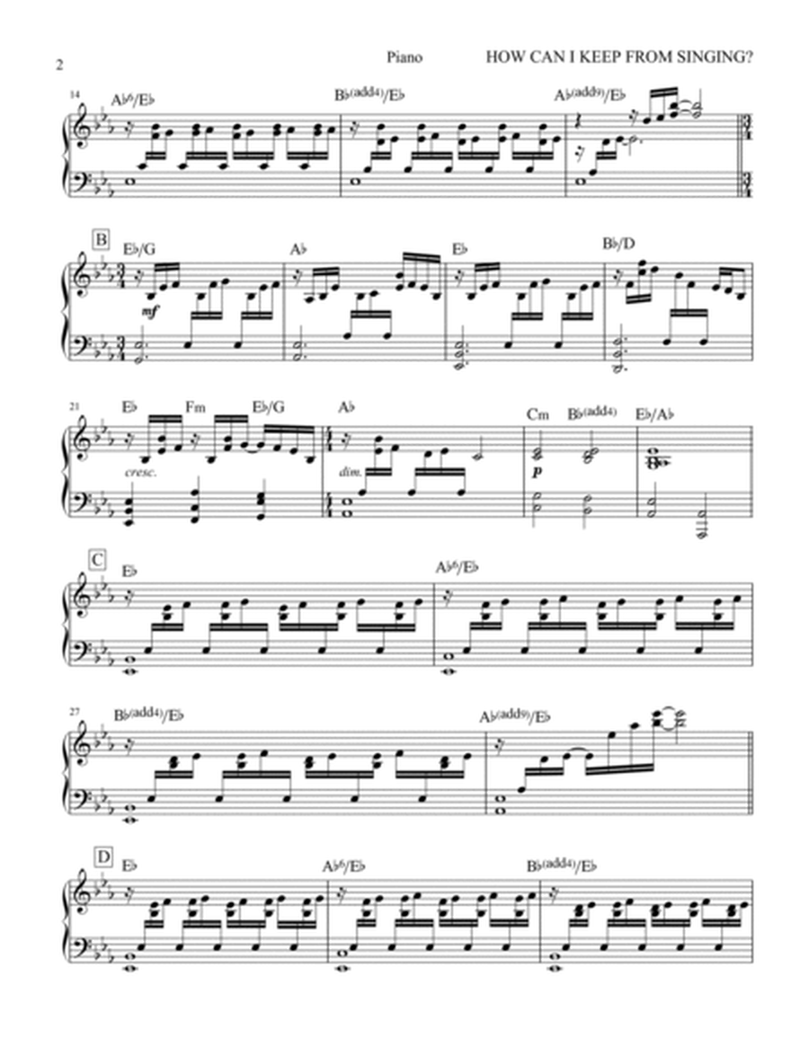 How Can I Keep from Singing (arr. Matt and Adam Podd) - Piano