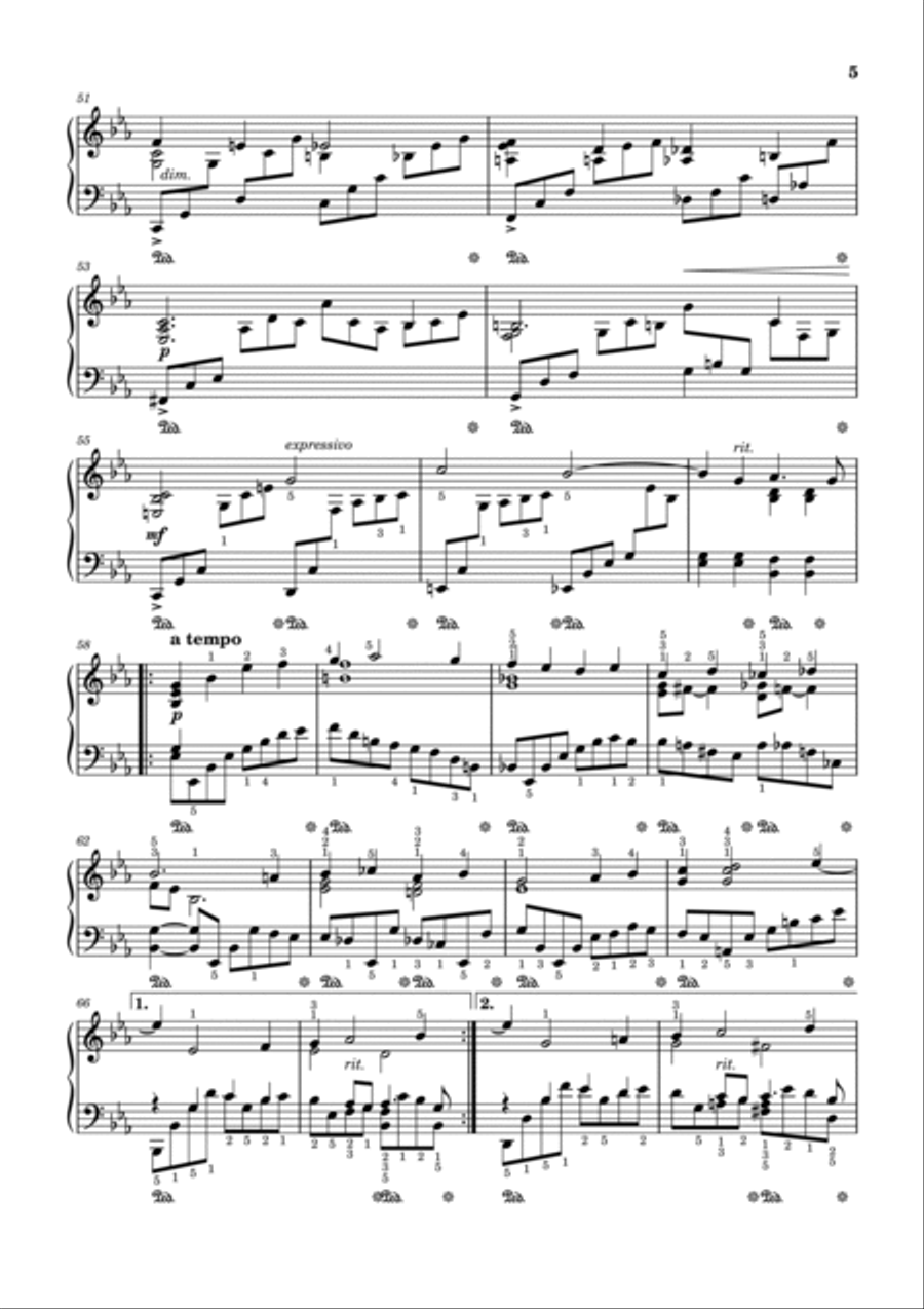 Themes From Rach2 - Rachmaninoff Piano Concerto No 2 - 1st movement - Piano Solo Arrangement Piano Solo scores gallery preview page 5
