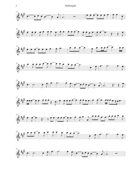 Hallelujah (niveau débutant, sax alto) (Leonard Cohen) - Partition Saxophone