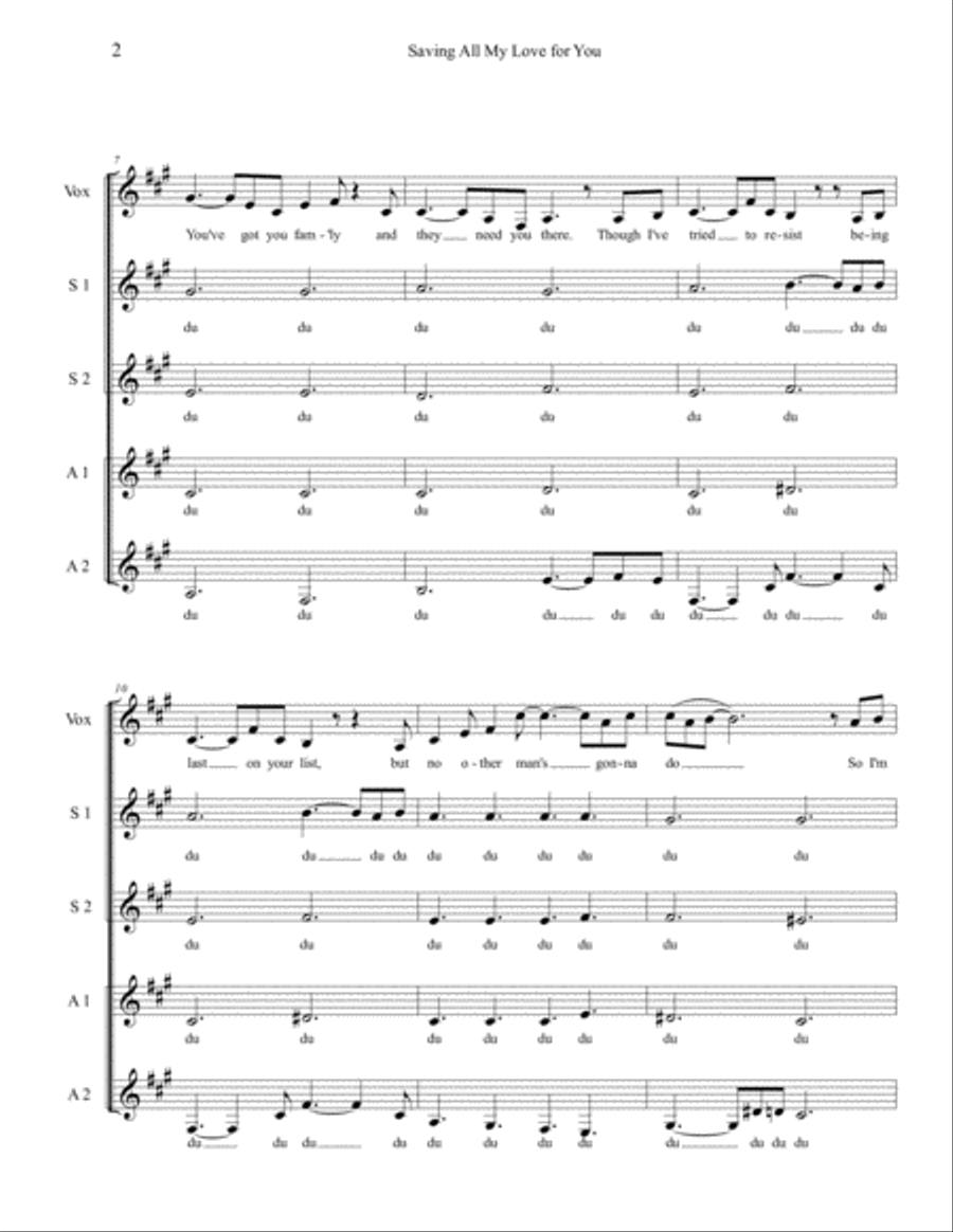 Saving All My Love For You SSAA scores gallery preview page 2