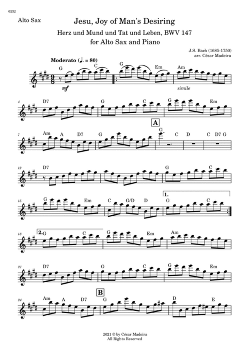 Jesu, Joy of Man's Desiring - Alto Sax and Piano (Individual Parts) image number null