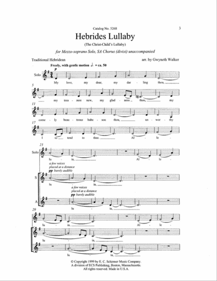 Hebrides Lullaby (The Christ Child's Lullaby) SA scores gallery preview page 2