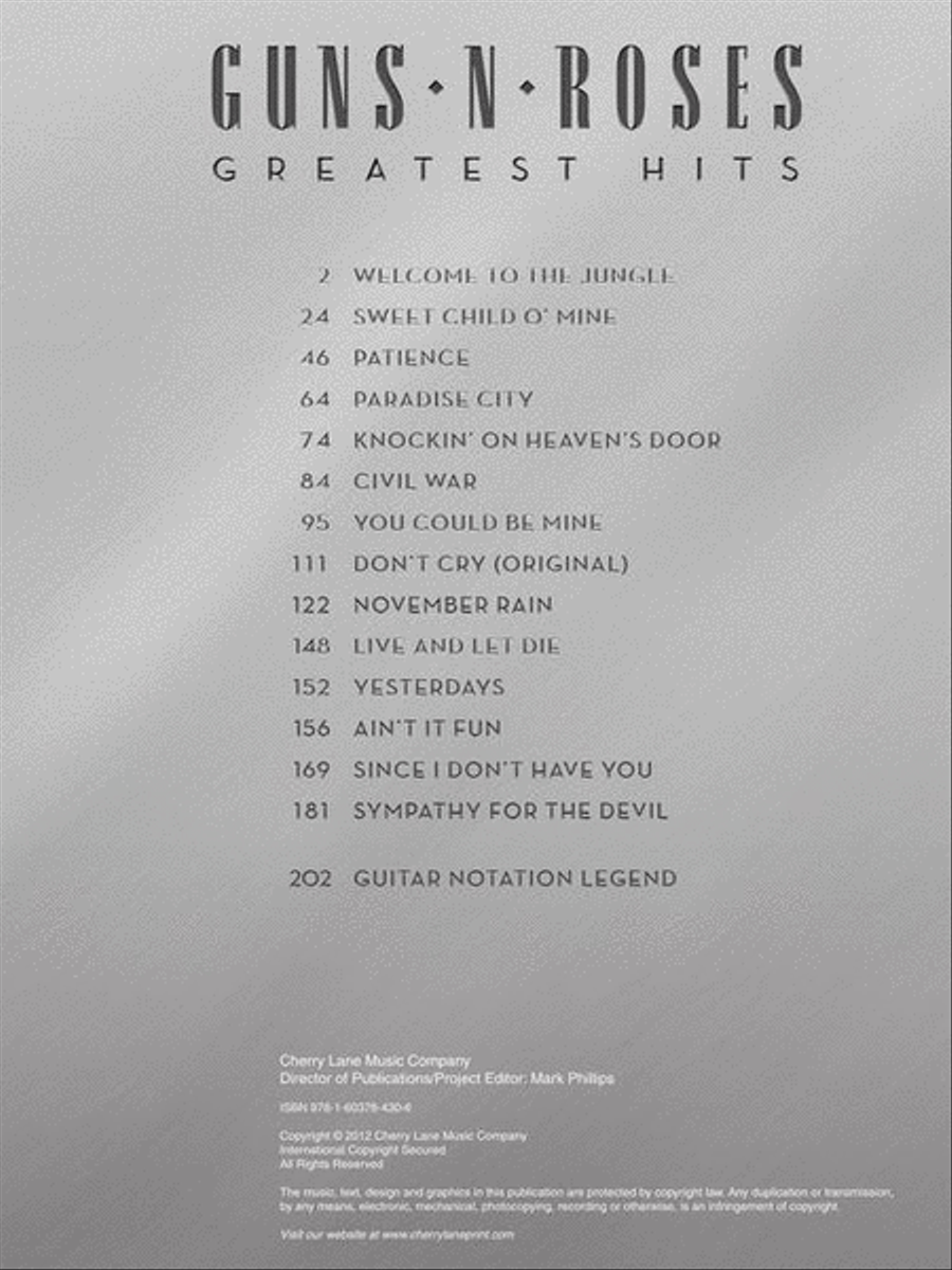 Guns N' Roses – Greatest Hits Guitar Tablature scores gallery preview page 3