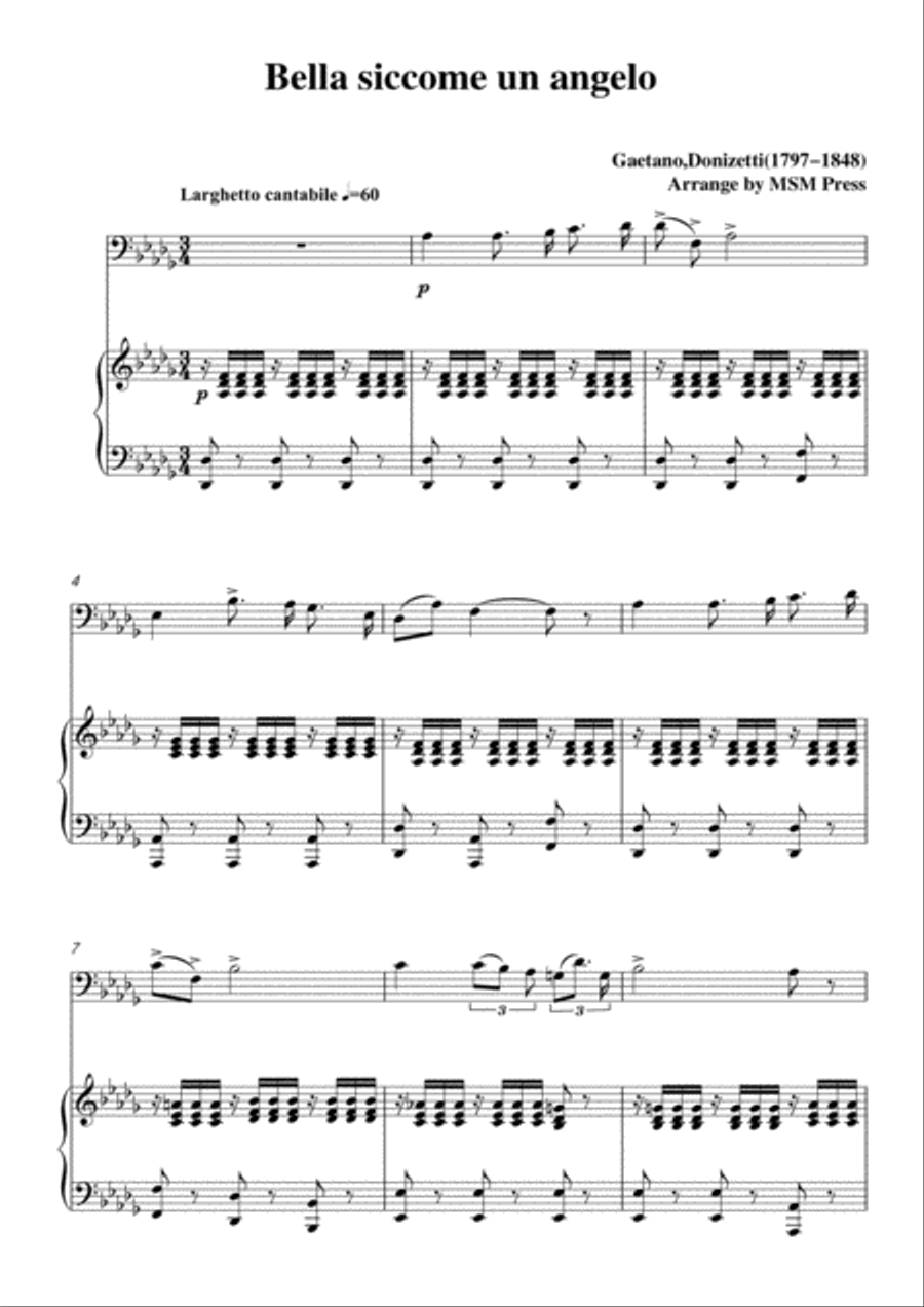 Gaetano-Bella siccome un angelo, for Cello and Piano Piano scores gallery preview page 3