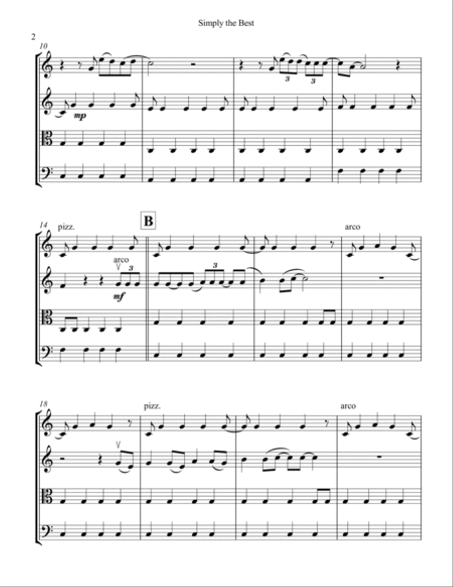 The Best (simply The Best) String Quartet scores gallery preview page 2