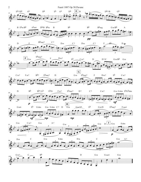 Fauré 1887 Op 50 Pavane Leadsheets C Bb or Eb Instruments